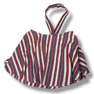 Viva Aviva Excl Halter Top Womens Sz S Multi Striped Raw Silk Cropped Tank